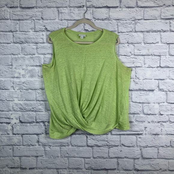 J.Jill Love Linen Lime Green Sleeveless Top Plus 1X - Picture 5 of 6